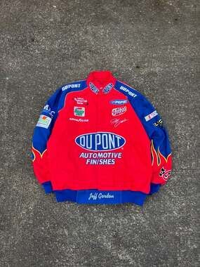 Vintage Jeff Hamilton NASCAR Jeff Gordon 24 DuPont Flame Pit Jacket XL